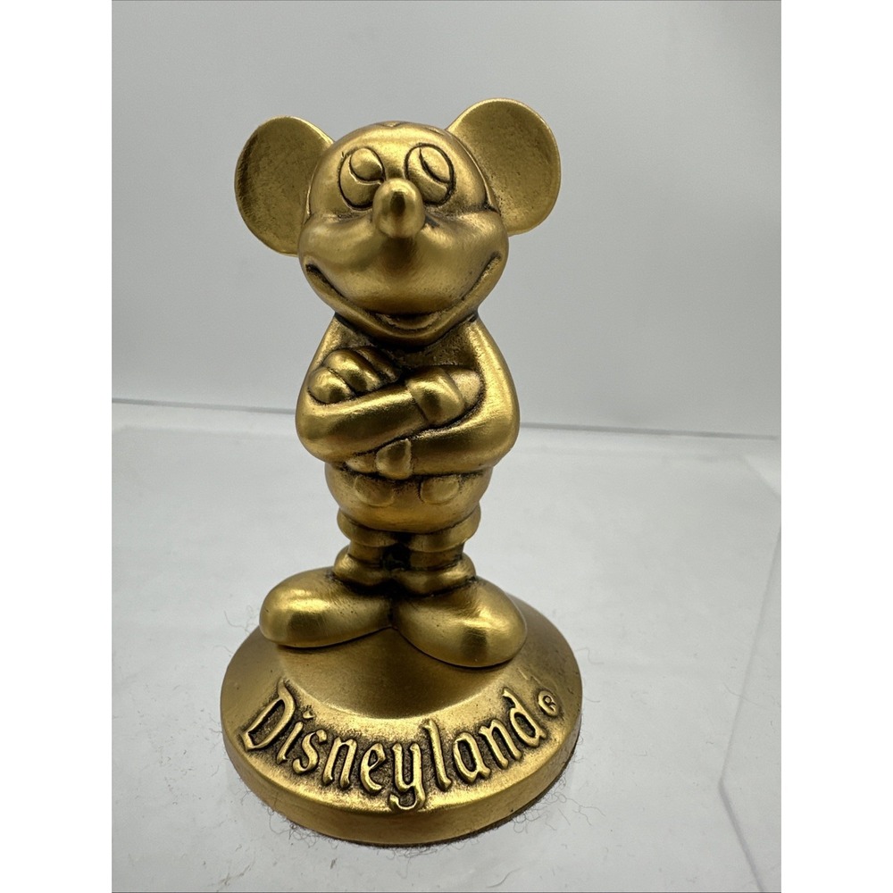 Vintage! Disneyland Bronze Mickey Mouse Statue Paperweight Arms Crossed 3"